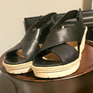 Women's Black Wedge Sandals